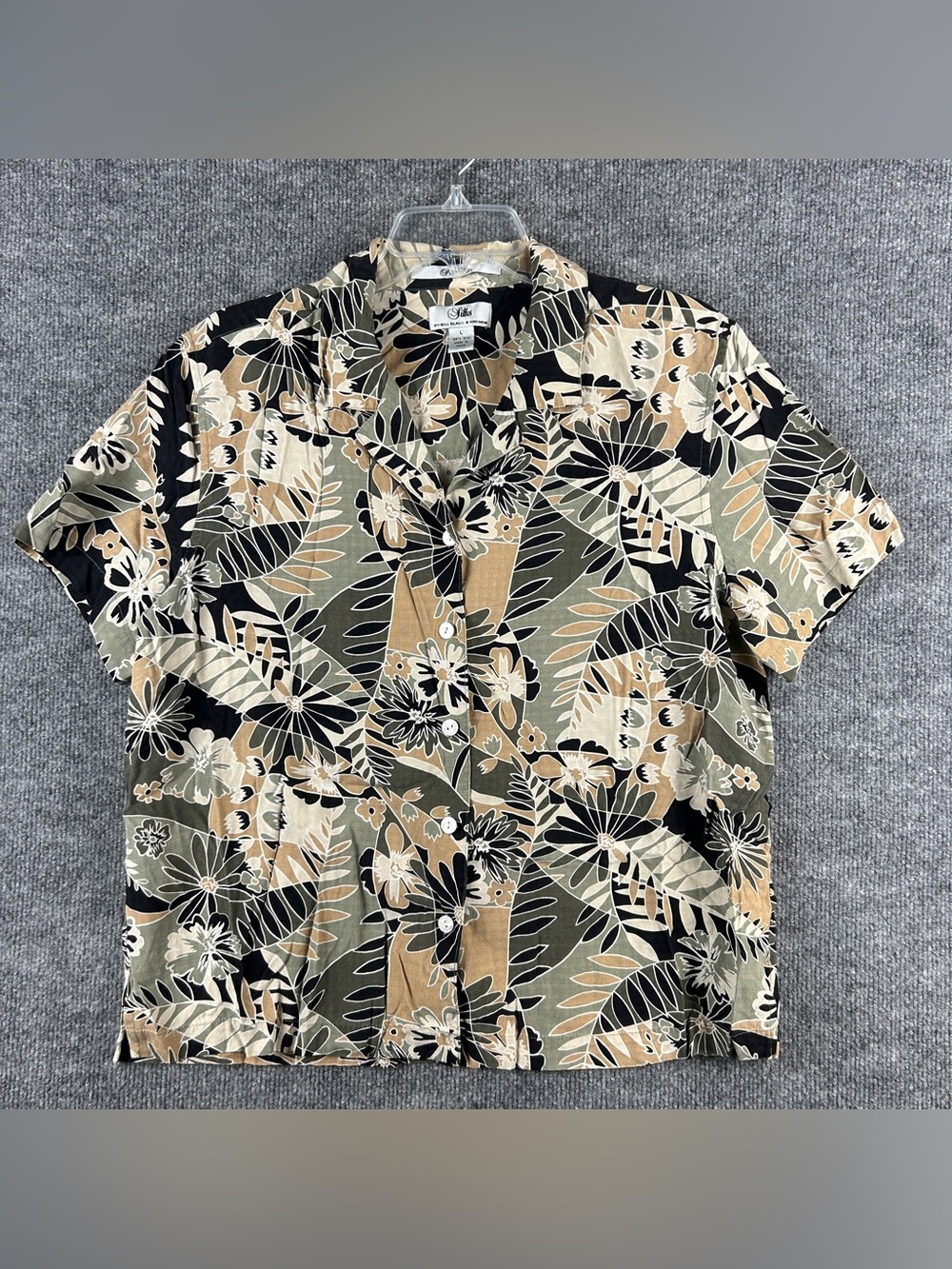 VTG Silks by Bill Blass 100% Silk Camp Shirt Large Tropical Hawaiian Floral